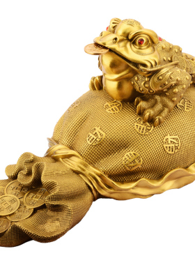 极速铜金蟾摆件三足n蟾蜍金蝉店铺办公室装饰客厅酒柜铜工艺开业