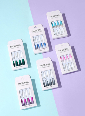 好货24pcs/Set Detachable Long Coffin Fake Nails European Rai