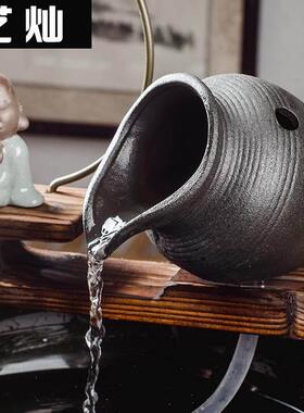 陶瓷中式鱼缸循环小号假山出水口摆件喷泉流水器瀑布配件装饰