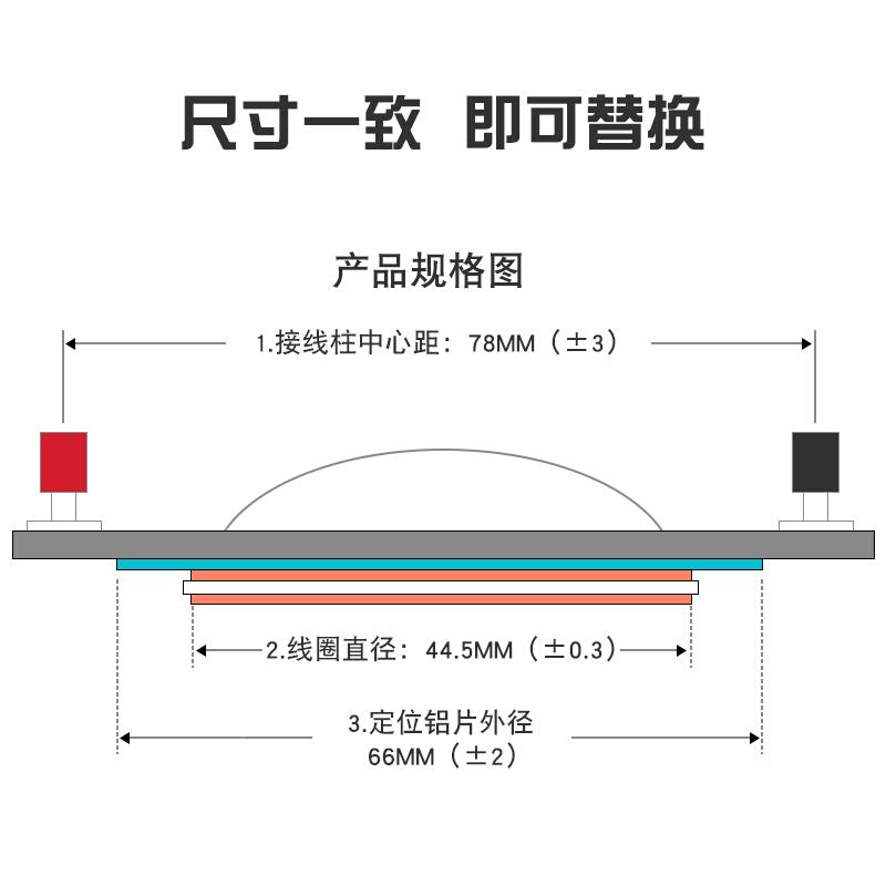 雷音顿4XKC4芯高音圈M445M高音膜号角驱动头短架大功率高分子复合-图2