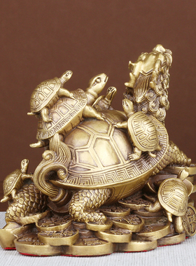 龙龟摆件b纯铜九子龙龟元宝龟金钱龟家用办公室桌面装饰大号龙头