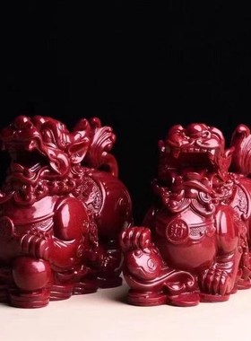 朱砂招财进宝一对公母貔貅聚财玄关摆件客厅摆件客厅旺宅款
