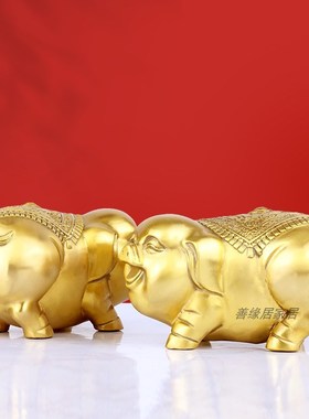 铜猪摆件小号纳福铜猪工艺品十二生肖猪金猪客厅新中式桌面摆设纯