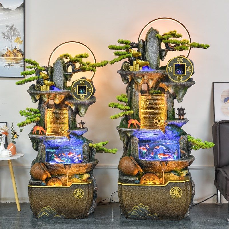 客厅流水摆件玄关落地循环水幕墙鱼缸公司风水轮乔迁新居开业礼物,淘宝优惠券,粉丝福利购,淘宝优惠卷