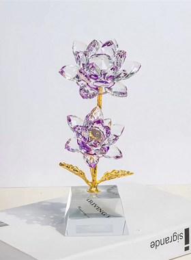 好运莲莲高档轻奢水晶摆件