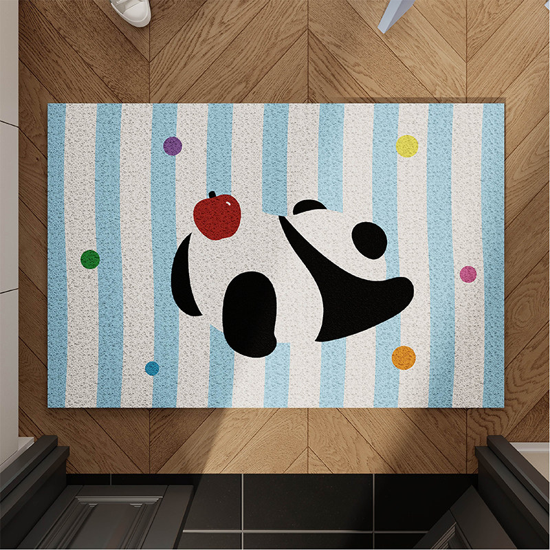 熊猫卡通可爱入户门地垫丝圈防滑脚垫地毯进门垫子玄关门口可裁剪,淘宝优惠券,粉丝福利购,淘宝优惠卷