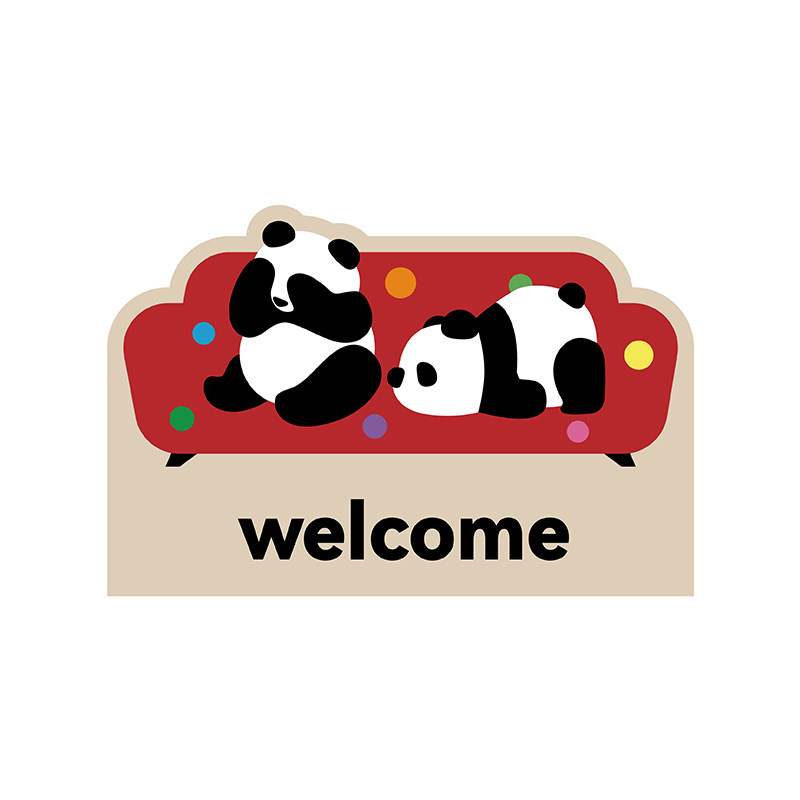 可爱熊猫红色喜庆入户门地垫丝圈防滑脚垫毯进门垫玄关门口可裁剪,淘宝优惠券,粉丝福利购,淘宝优惠卷