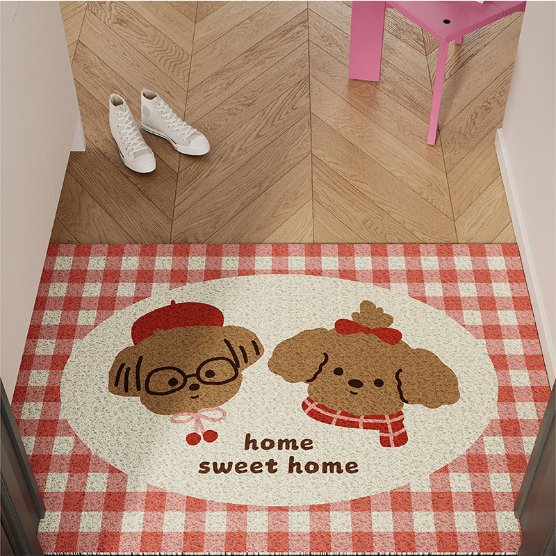 结婚小狗红色喜庆入户地垫丝圈防滑脚垫毯进门垫子玄关大门口门外,淘宝优惠券,粉丝福利购,淘宝优惠卷