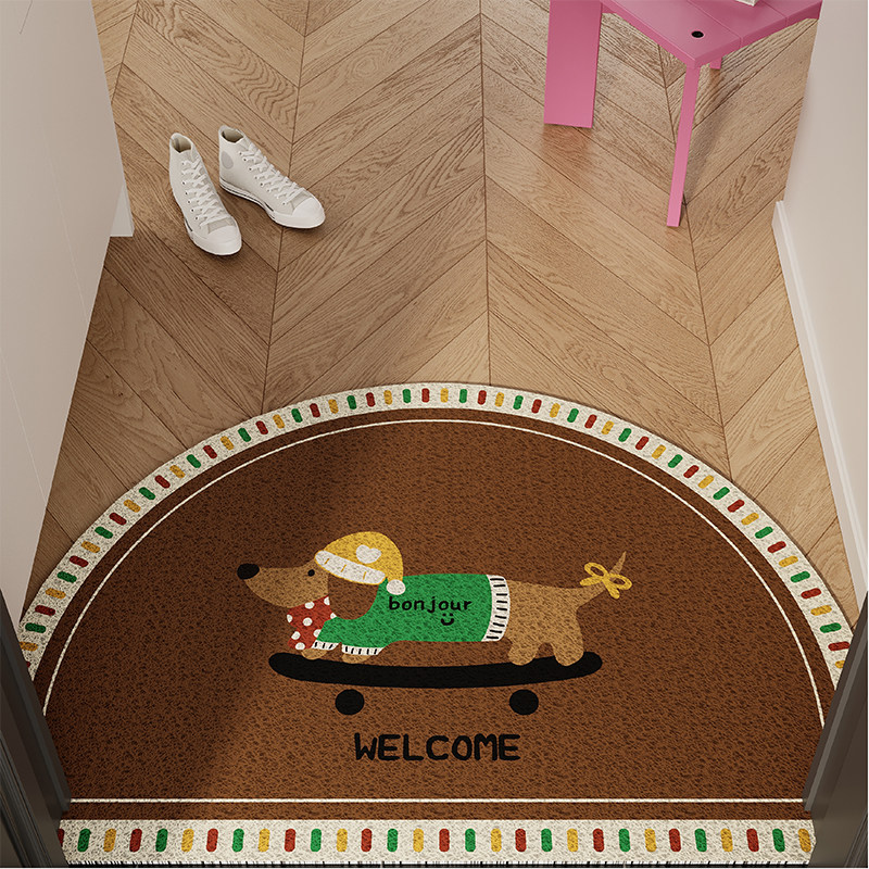 美式中古小狗丝圈地垫入户门垫半圆防滑耐脏地毯玄关门外进门脚垫,淘宝优惠券,粉丝福利购,淘宝优惠卷