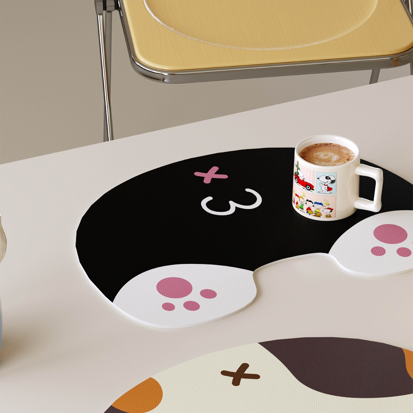 韩式卡通小猫西餐垫皮革防水防油防烫免洗高级感隔热桌垫小块杯垫,淘宝优惠券,粉丝福利购,淘宝优惠卷