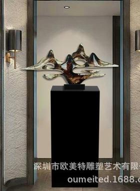 厂家尺寸可定制蒙古黑雕塑摆台样板房酒店大堂长方形圆柱大理石