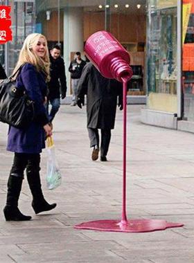 玻璃钢油漆桶美陈雕塑户外公园小区庭院花园景区草坪装饰摆件造景