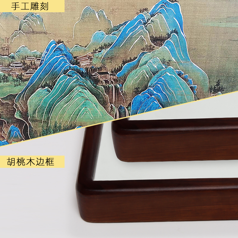 网红铜雕画手工錾刻《千里江山》沙发背景客厅装饰画茶室办公室-图2