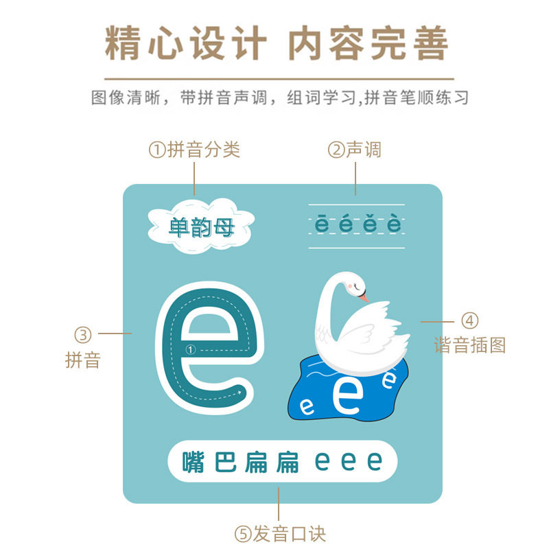 小学一年级拼音卡片全套带声调硬卡幼儿园教师专用拼音字母卡片