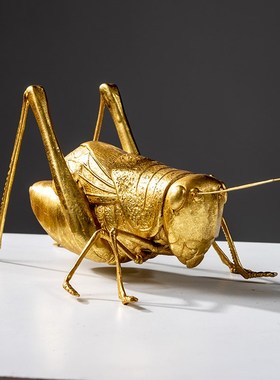 欧式轻奢仿真金色蟋蟀昆虫摆件样板间书房创意设计师摆台软装饰品