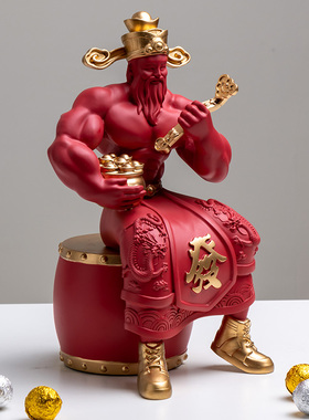 肌肉财神爷发财摆件麒麟臂朋友店铺健身房开业收银台装饰开业礼物