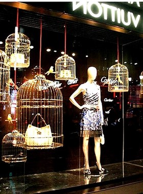 婚庆铁艺鸟笼橱窗摆件装饰品展示架软装样板房摆件装饰花摄影道具