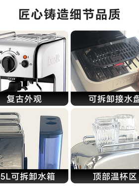 [礼物]英国Dualit 2X复古意式半自动复古机械式咖啡机粉胶囊三合1