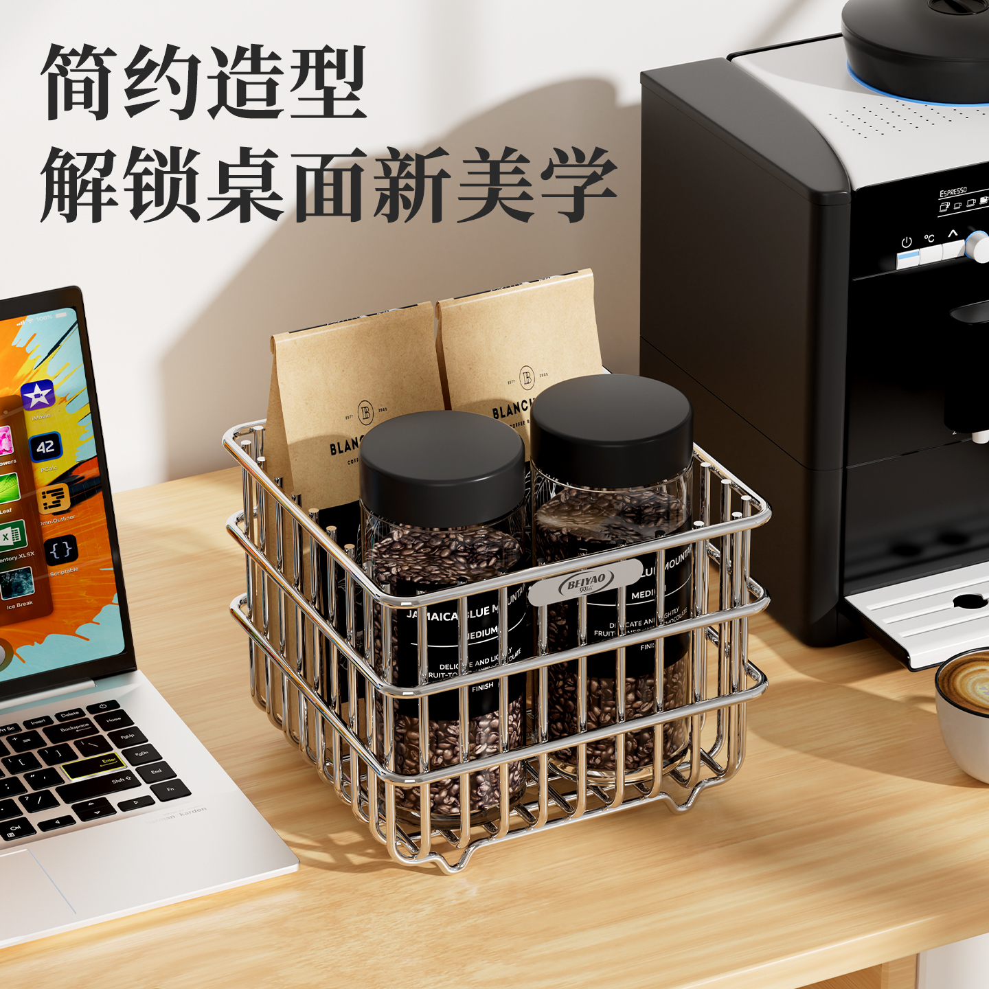 厨房不锈钢葱姜蒜收纳篮壁挂免打孔多功能鸡蛋收纳筐收纳盒置物架 - 图1