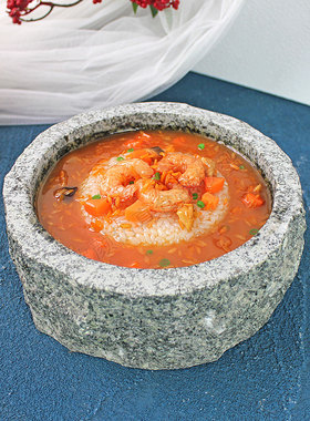 仿真虾仁石锅泡饭食品菜品模型