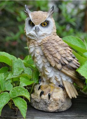 极速仿真猫头鹰树脂摆饰 守护多肉植物防鸟神器 家居饰品园艺盆栽