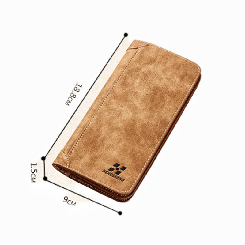 推荐Men Wallet Vintage PU Leather Frosted Long Wallets Coin - 图2