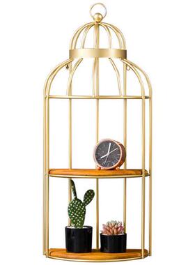 极速北欧鸟笼花架置物架复古铁艺落地多层转角装饰花盆架阳台客厅