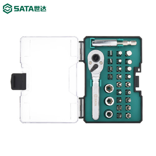 SATA世达棘轮套筒扳手工具套装一十字螺丝刀梅花迷你小改锥05496 - 图0