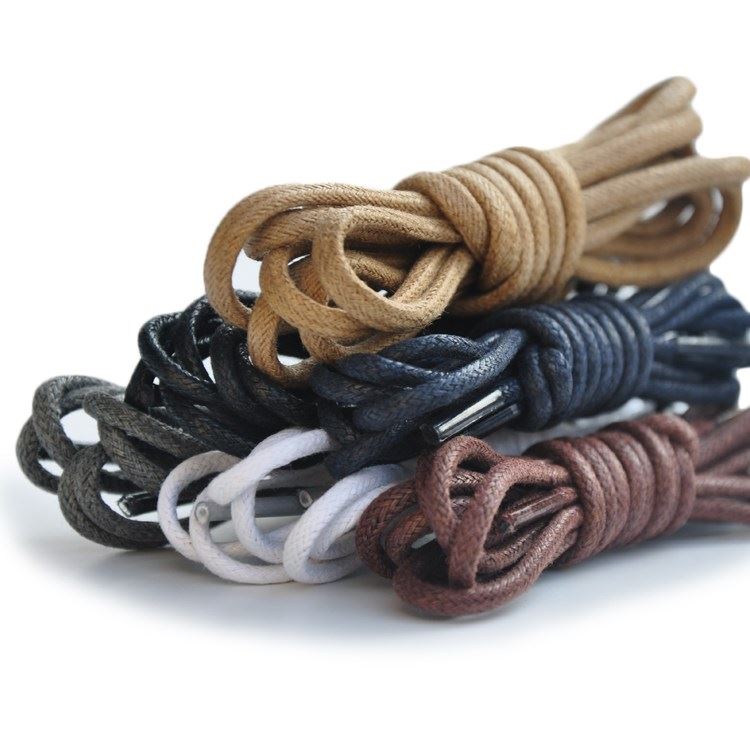 网红Round Waxed Coloured Shoelaces Elastic Leather Shoes Str - 图0