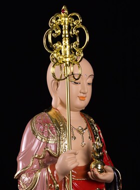 新品地藏王菩萨像九华山地藏树脂佛像立像娑婆三圣家用.佛堂桌面