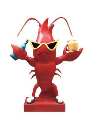 龙虾雕塑玻璃钢大型卡通小龙虾酒店门迎宾海鲜馆装饰龙虾模型定制