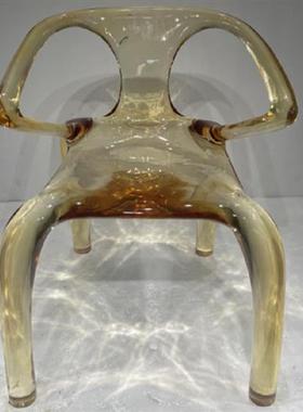 酒店前台透明树脂休闲吧台椅子摆件创意水晶玻璃艺术品凳子雕塑