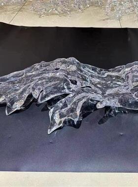 现代轻奢透明高级感浪花吊饰售楼处酒店大堂天花板悬挂吊顶装饰品