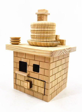 新品木质灶台蒸笼模型小家具中式A古典寓意蒸蒸日上创意实木工艺