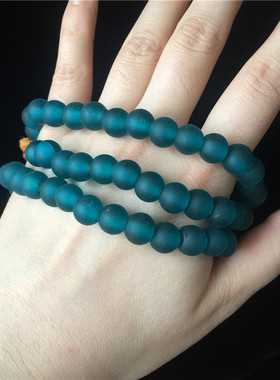 新品西藏直发蓝色磨砂蓝琉璃亏本处E理特价尼泊尔手工琉璃古法琉