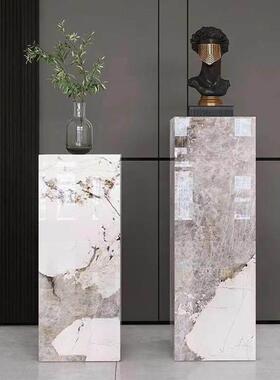 岩板花架定制别墅会所客厅沙发电视柜旁边创意落地摆件底座装饰品