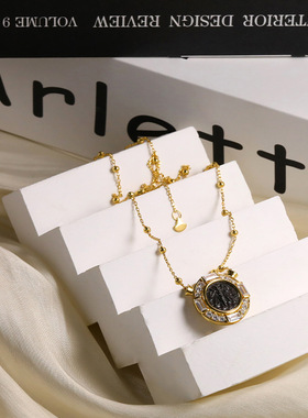 s925银蜜蜂古币项链浮雕圆牌吊坠