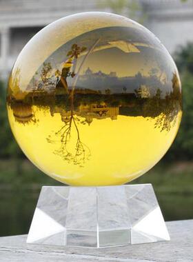 黄色水晶球透明玻璃球玄关隔断客厅卧室家居装饰办公室桌面摆件