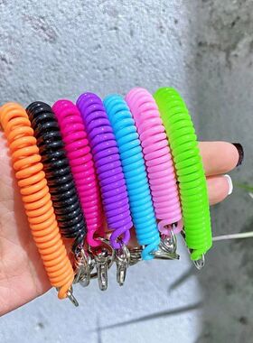 手机耳机壳弹簧绳伸缩钥匙扣多色弹力绳回弹钥匙扣彩色弹簧扣防丢