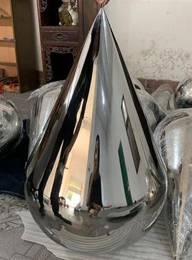 不锈钢水滴雕塑造型轻奢摆件酒店大堂室内吊顶悬挂镜面金属装饰品