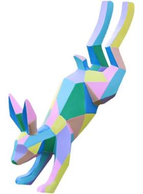 大型玻璃钢几何兔子雕塑动物灯笼兔摆件公园草坪商场售楼部装饰品