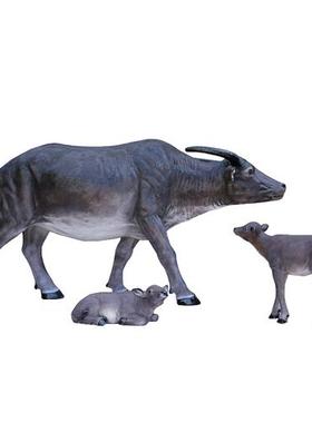 仿真水牛摆件牧童骑牛雕塑玻璃钢园林草坪景观装饰农耕大黄牛模型