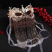 Hanfu Mask Ancient Wind Exotic dance Lady Dance Dancing Noodles with Flowing Suxian Gas Covered golden accessories Bride