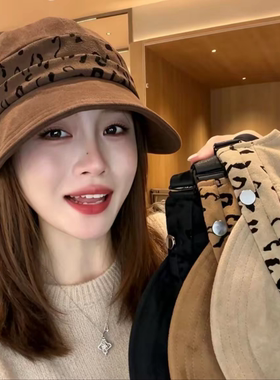 复古麂皮绒保暖显脸小鸭舌帽女