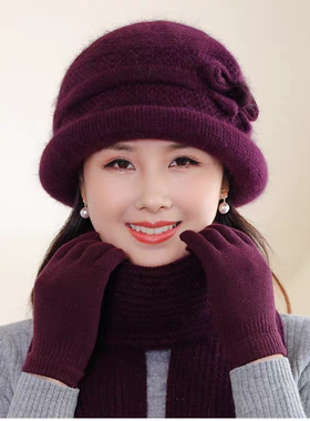 冬季中老年女加绒保暖渔夫帽