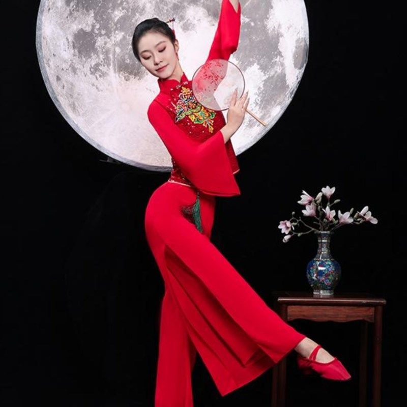 胶州秧歌服演出服女2025新款中老年广场舞套装扇子舞剧目舞蹈服装,淘宝优惠券,粉丝福利购,淘宝优惠卷