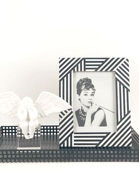 现代简约欧式北欧黑色金属网格托盘摆件样板房售楼处软装饰品摆设