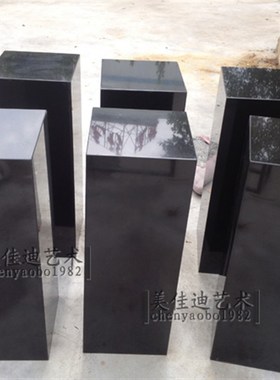 天然纯黑大理石雕塑摆件底座装饰品展台家居样板房酒店艺术品摆台