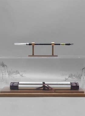 现代新中式创意书柜书房毛笔架摆件禅意轻奢样板间简约笔挂装饰品