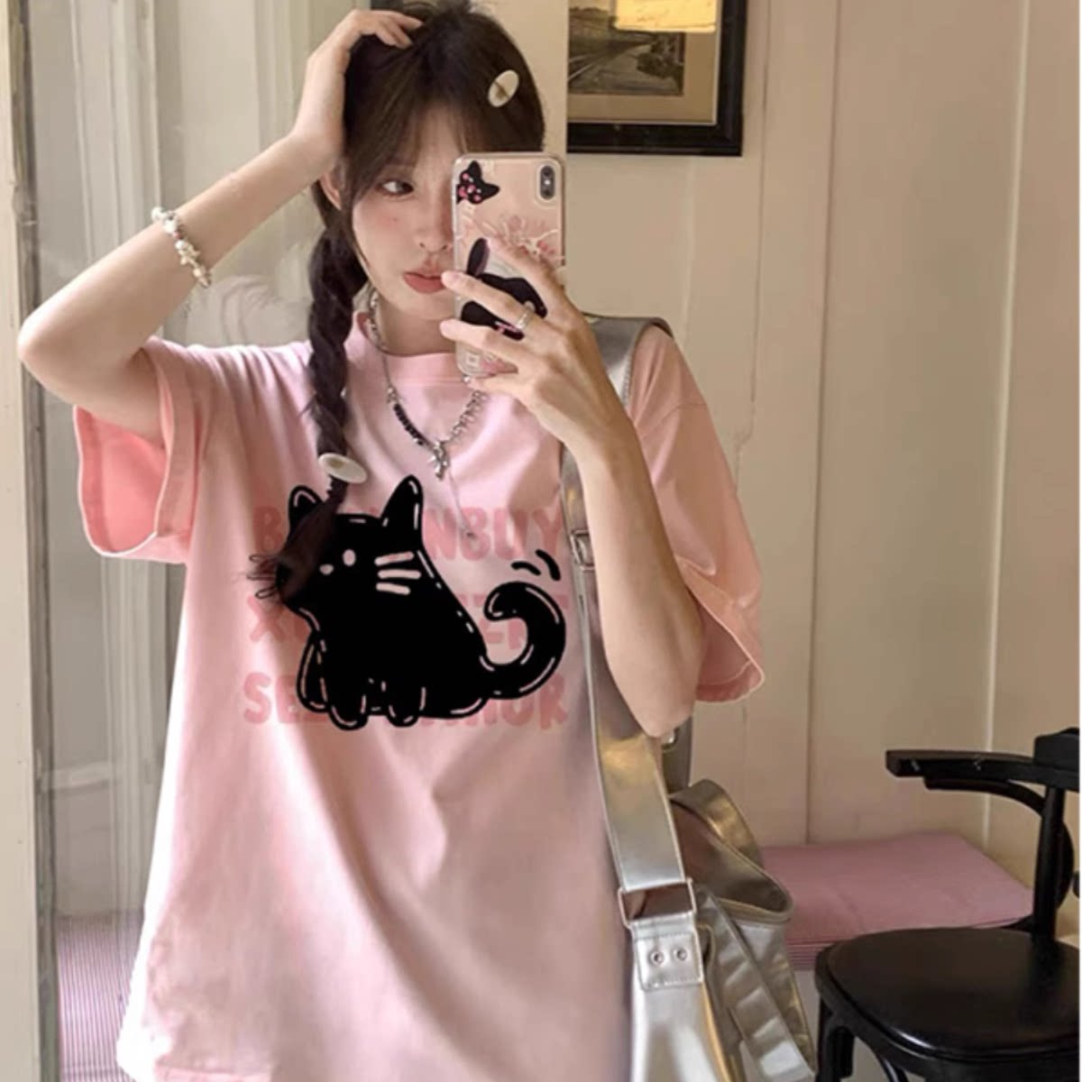 DISS BOOS 240G高克重重磅纯棉短袖t恤女男慵懒风设计感夏季宽松